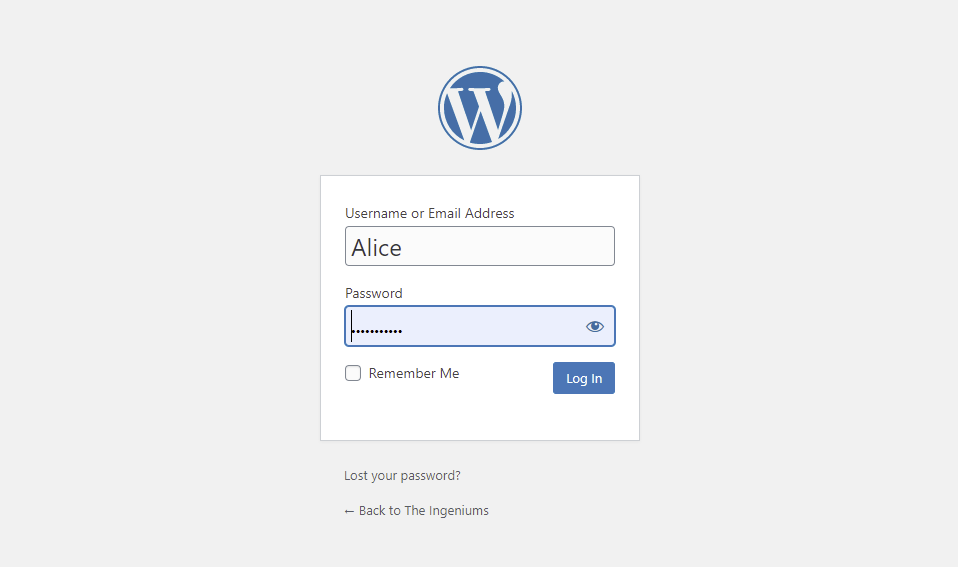 login to WordPress